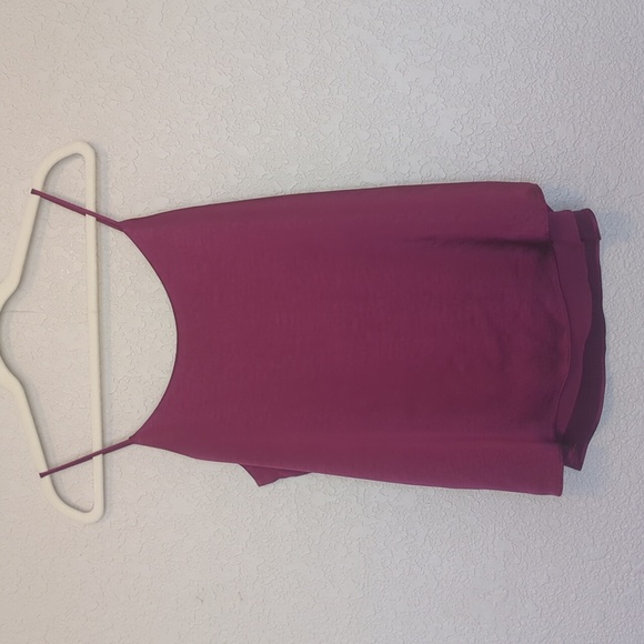 Bar III burgundy satin loose fitting scoop neck camisole thin strap tank top - Picture 8 of 8